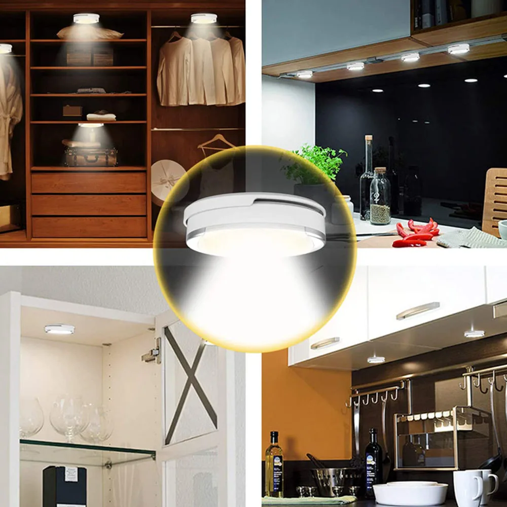 

Warm White Wake Up Desk Emergency Puck Closet Wardrobe Cabinet Light Bedroom Mini LED Kitchen Lighting 4000k Stairs Night Lamp
