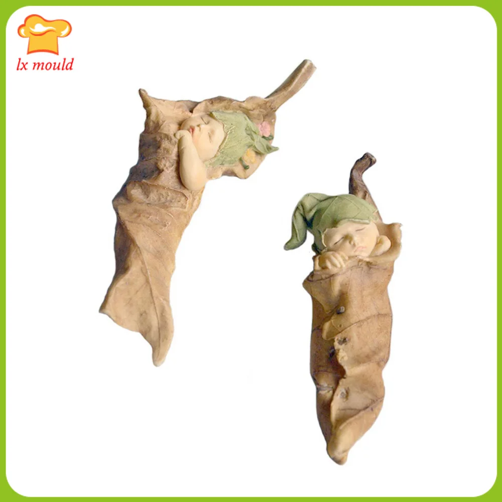 Силиконовая форма LXYY в виде симпатичных листьев спящего эльфа мини для мыла