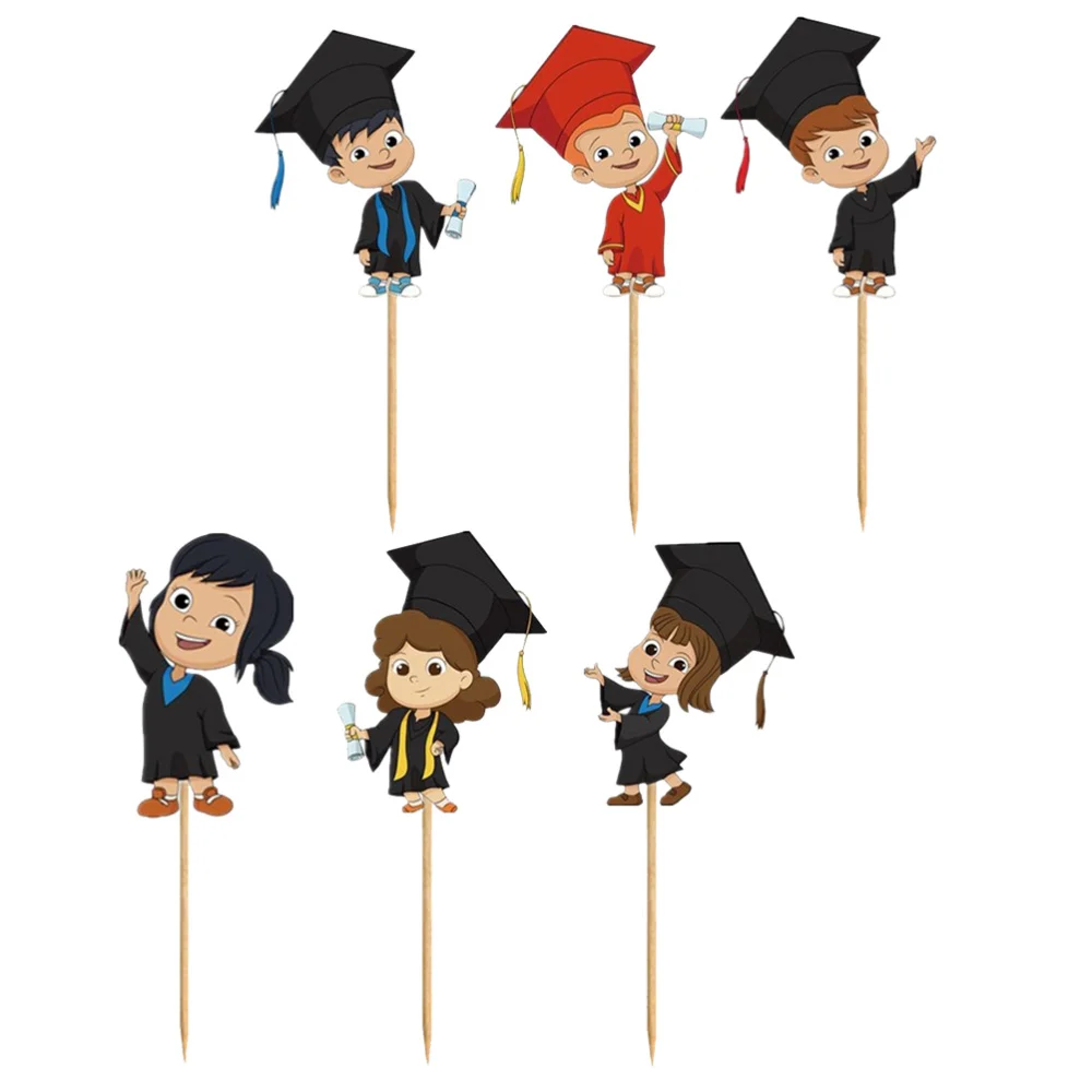 

60pcs Cartoon Cake Toppers Decorative Cake Picks Cake Decorations (Assorted Color)