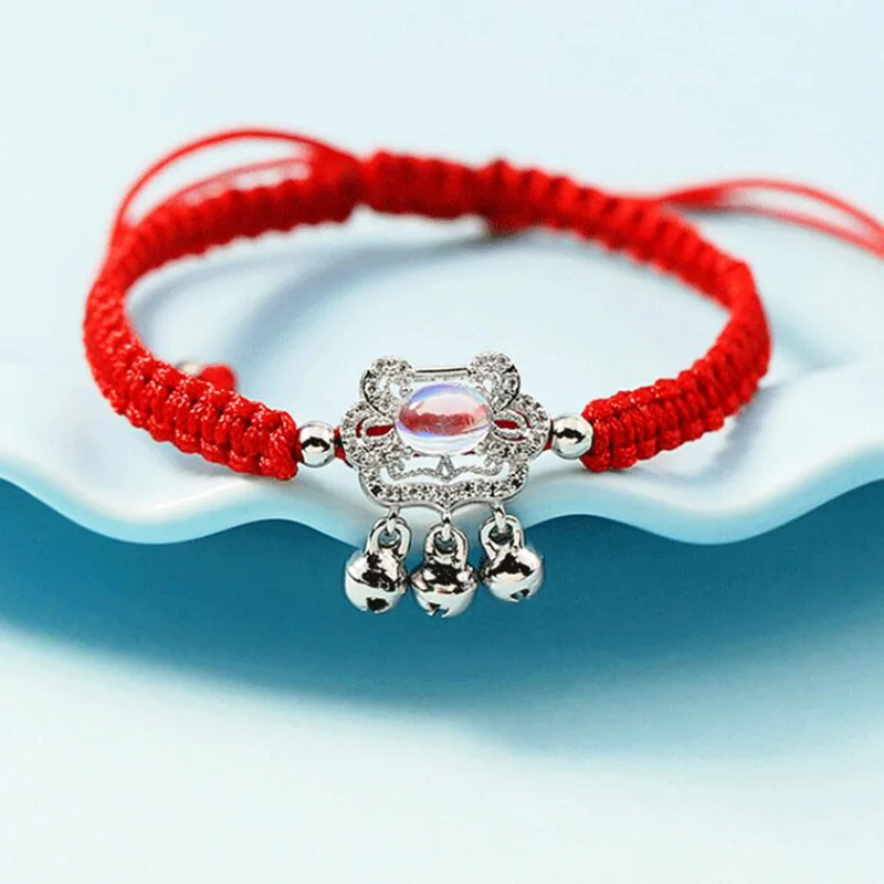 Роскошный браслет KOFSAC из красной веревки с геометрическим замком и стразами