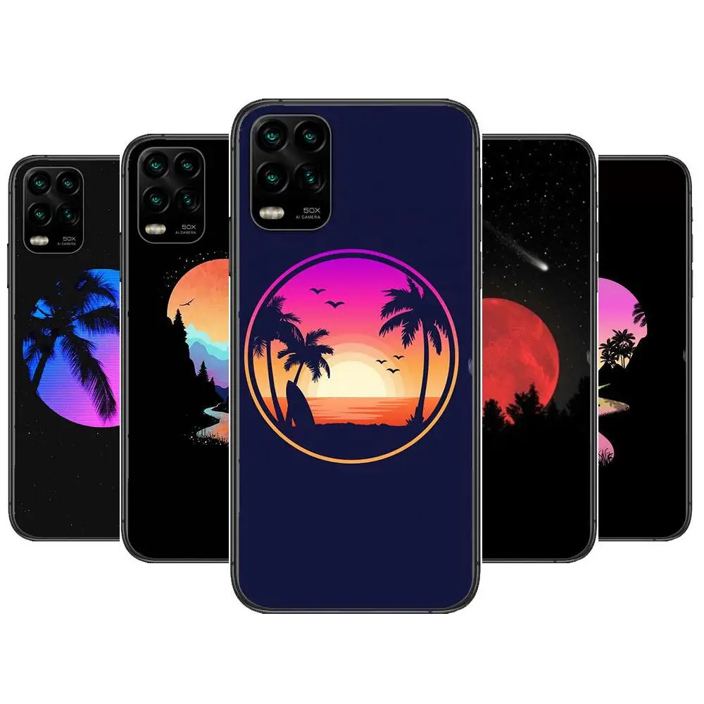 

Starry moon Night cartoon Phone Case For XiaoMi Redmi Note 11 10 9S 8 7 6 5 A Pro T Y1 Anime Black Cover Silicone Back Pre style