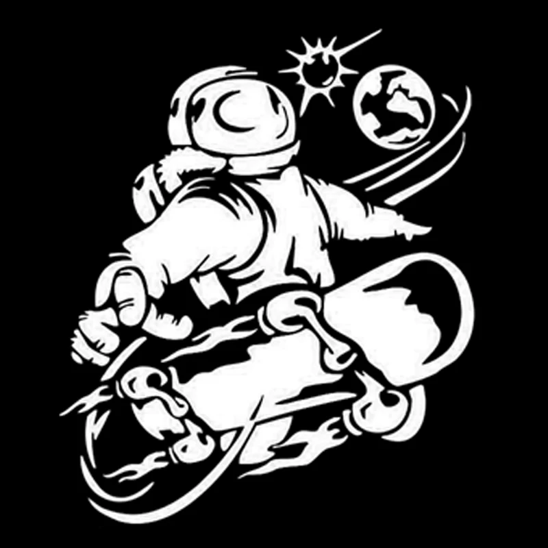 

Space Skateboard Extreme Sports Decals Car Window Decoration Personality Pvc Waterproof Decals Black/white, 16cm*13cm