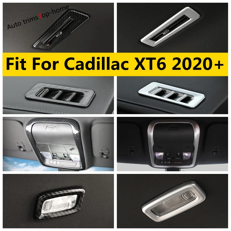 

Front Rear Reading Light Lamp Dashboard Air AC Outlet Vent Cover Trim Matte Carbon Fiber Accessories For Cadillac XT6 2020 2021