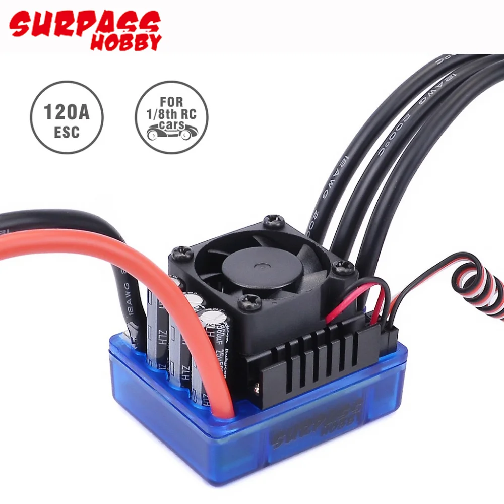 Бессенсорный бесщеточный двигатель RC 4076 2000KV с 120A ESC и программной картой для 1/8