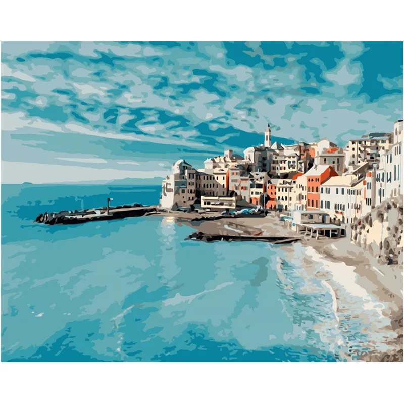 Картина по номерам сделай сам Прямая поставка красивый пейзаж на пляже ручной