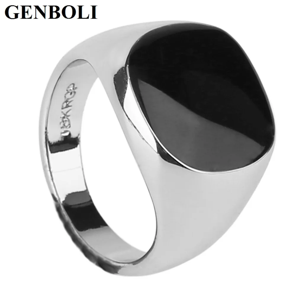 GENBOLI, роскошные мужские кольца золотого и серебряного цвета, ювелирные изделия из титановой стали, обручальное обсидианское вечерние Клубное кольцо, ювелирные изделия, 1 шт., A35