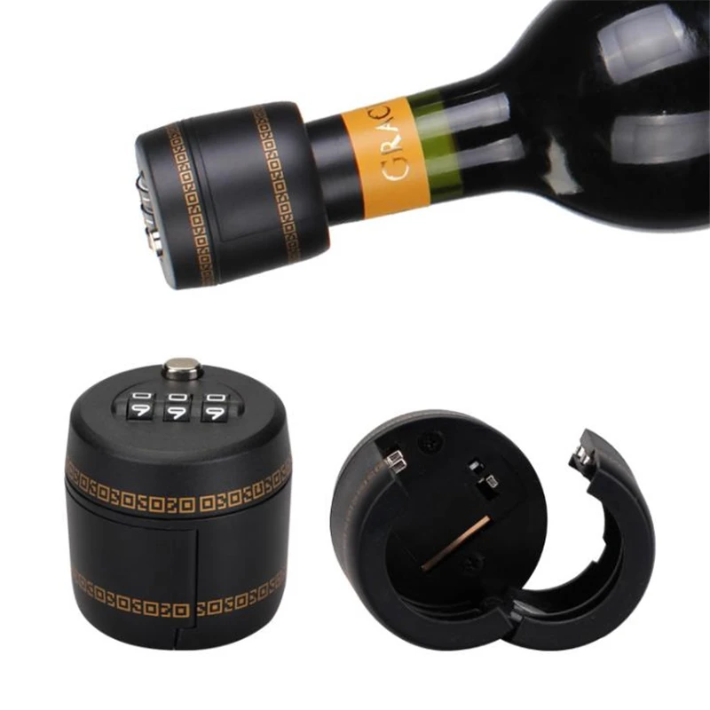 

New Plastic Wine Bottle Lock Secret For Wine Stopper Bottle Cap With Password Home Bar Wine Accessories