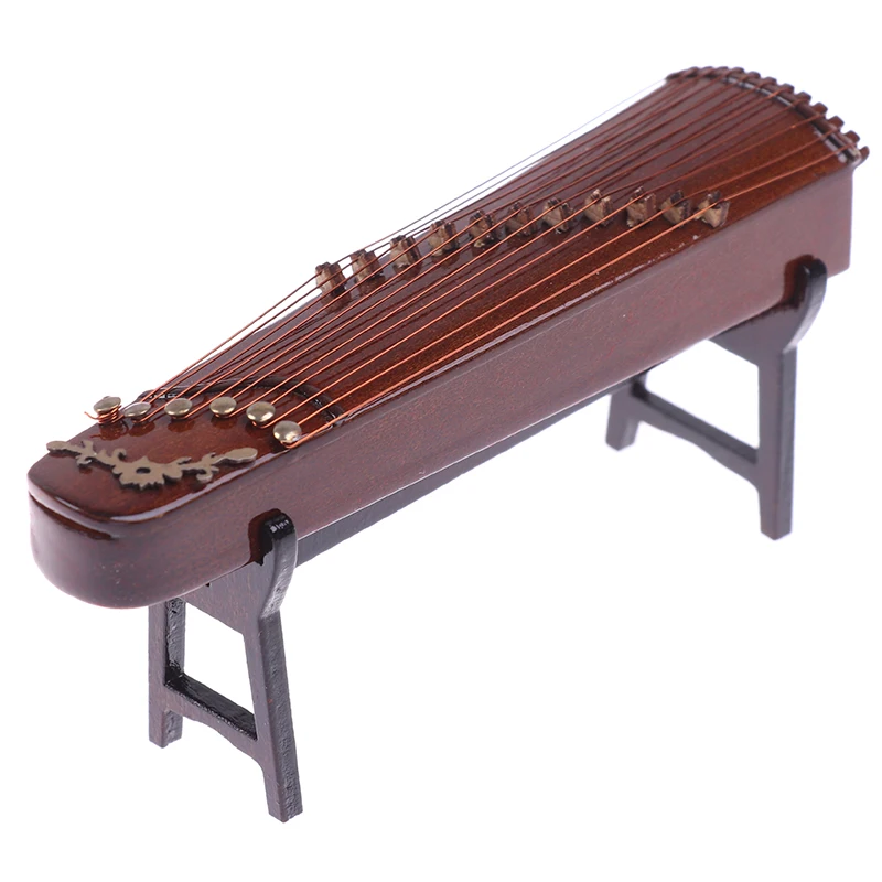 

1/12 миниатюрный музыкальный инструмент для кукольного домика гучжэн, Китайский цитра, игрушечный инструмент 1:12, деревянный гучжэн
