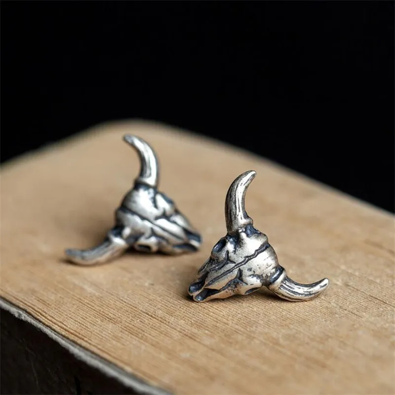 

Fashion Creative Satan Skull Goat Head Unisex Stud Earrings Gothic Retro Domineering Trend Hip Hop Accessories Holiday Gift