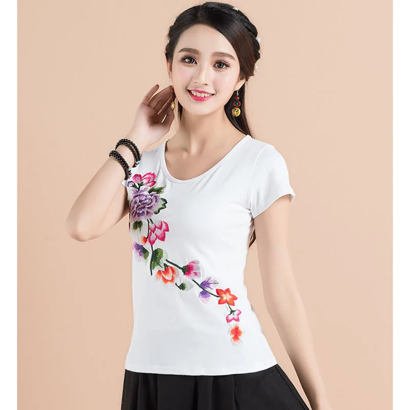 Embroidery T Shirt Women Camisa Feminina Harajuku Summer Top Tee Femme Camisetas Mujer Tshirt Tops Vintage | Женская одежда