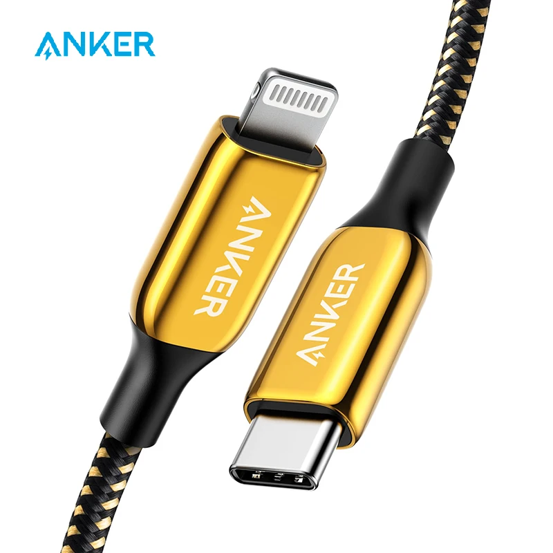 Anker 2020 Специальный выпуск 24 каратного золота USB C к Lightning Кабель (6 футов) Powerline + III