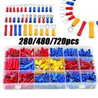 480pcs %e2%80%8bassorted spade terminals insulated cable connector electrical wire crimp butt ring fork set ring lugs rolled kitplier