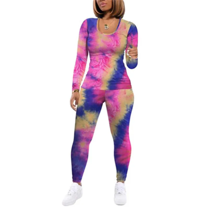 

Tie-Dye Two Piece Set Women Autumn Clothes Casual Sportswear 2 Piece Outfit for Women Sweat Suit Long Sleeve Top and Pants Sets