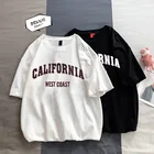Летняя футболка California West Coast, женская футболка, забавная футболка с коротким рукавом, белая футболка