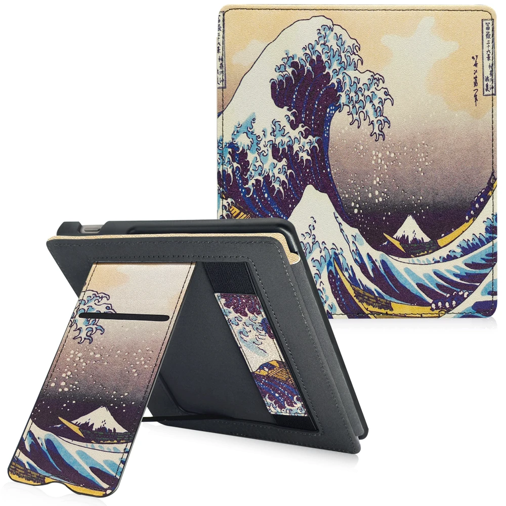 

Stand Case for All-New Kindle Oasis (10th Gen, 2019 and 9th Gen, 2017)-PU Leather Sleeve Cover with Card Slot and Hand Strap