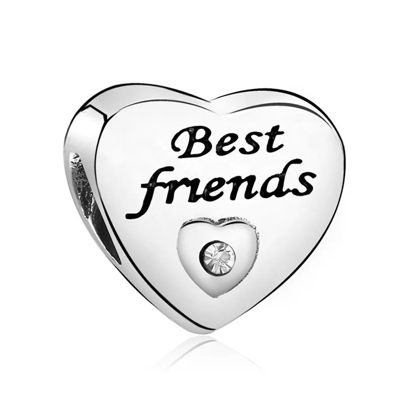 

Модные хрустальные теплые бусины Best friends Mom Dady подходят к оригинальным шармам Pandora серебряный браслет DIY женские ювелирные изделия