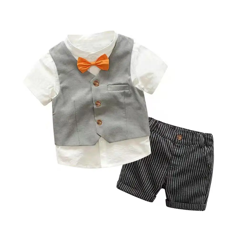 

Irocmll Summer Gentleman Children Clothing Set For Boys Formal Clothes Shirts +Vest + Shorts 3pcs Sets Kids Boy Fashion Clothes