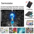 Чехол Sanmubaba для Samsung Galaxy Tab S7 Plus, 12,4 дюйма, 2020 дюйма, флип-чехол из искусственной кожи, умный чехол для планшета тройного сложения, телефон T975 T976