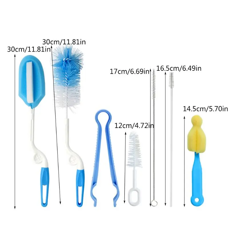 

J60B Bottle Cleaning Brush Set - 7 Pieces Bottle Cleaner for Washing Narrow Wine/Beer Bottles, Thermos, Bottle Newborn Feeding