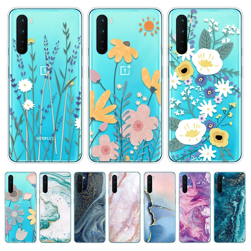 phone case for oneplus nord 5g cases soft tpu silicone back cover for oneplus nord 5g 6 44coque flowers fashion marble pattern free global shipping