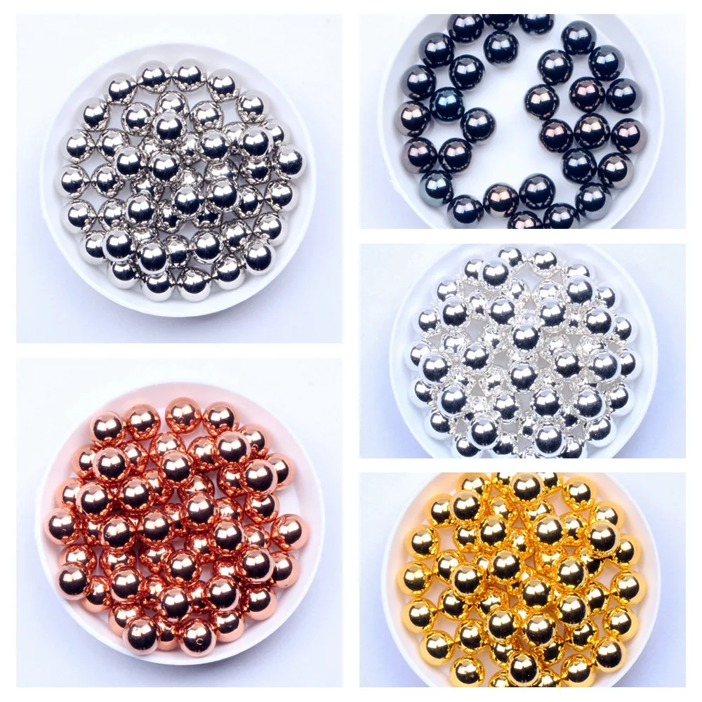 50 шт. размер: 4 8 мм круглые жемчужные стразы Б ез исправлений стеклянная бусина