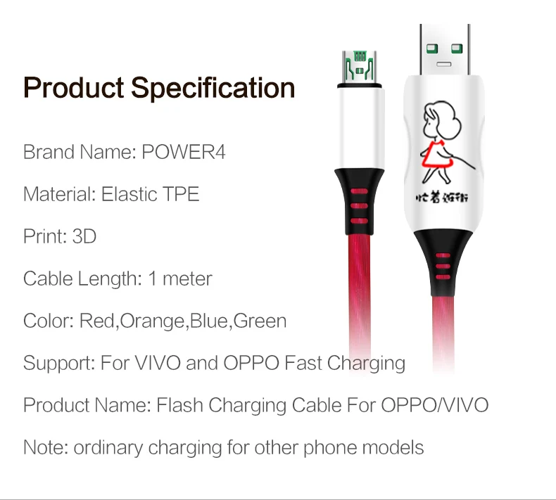 Power4 светильник Micro USB кабель для huawei Xiaomi Nokia samsung 4A 1 м Быстрый usb кабель для зарядки OPPO VIVO светящийся USB кабель