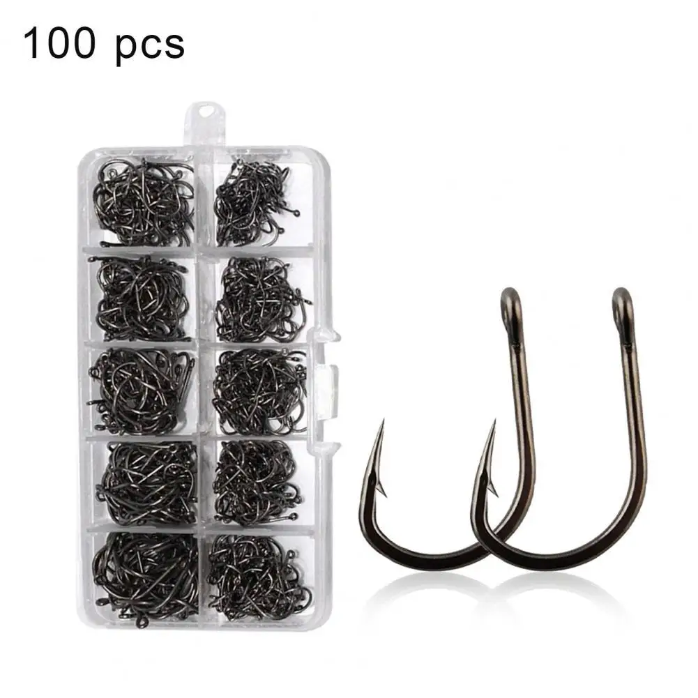 

100Pcs/ Box Fishing Hooks Set Carbon Steel Single Circle Fishhook Fly Fishing Jip Barbed Carp Hooks Sea Tackle Accessories