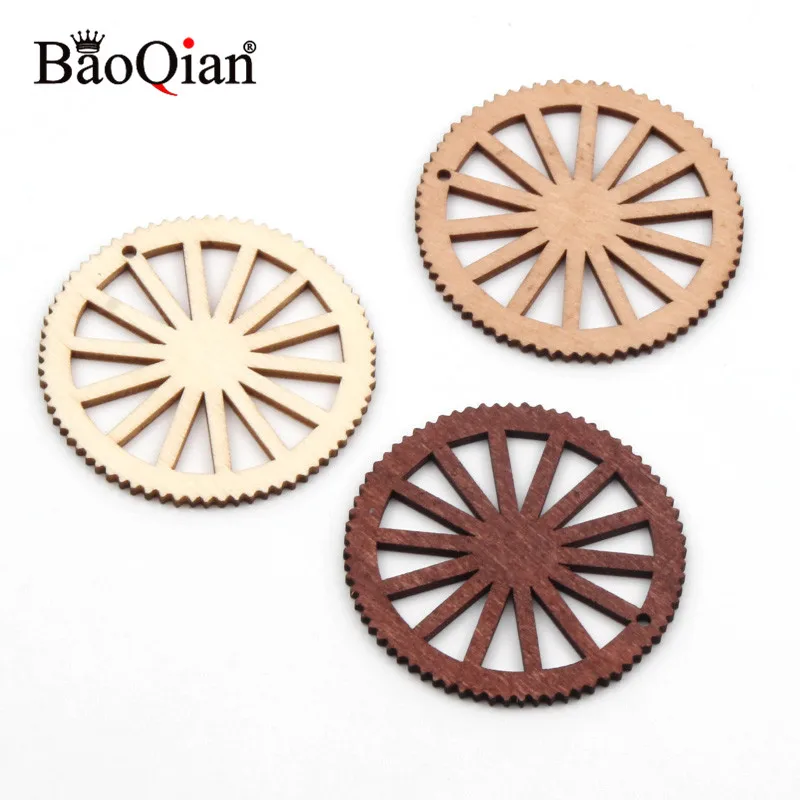 10 шт. 50 мм круглая шестерня с узором из натурального дерева для скрапбукинга