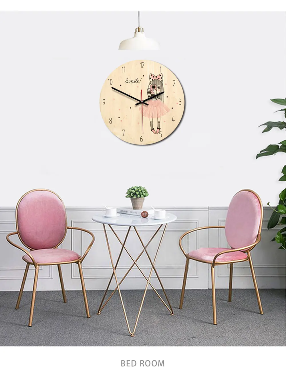 Новые деревянные печатные настенные часы прекрасная девушка reloj de pared детская комната экологическая Бесшумная Horloge