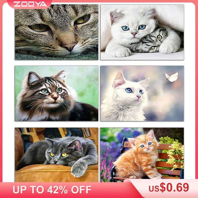 ZOOYA Алмазная вышивка 5D сделай сам алмазная живопись милая кошка животное