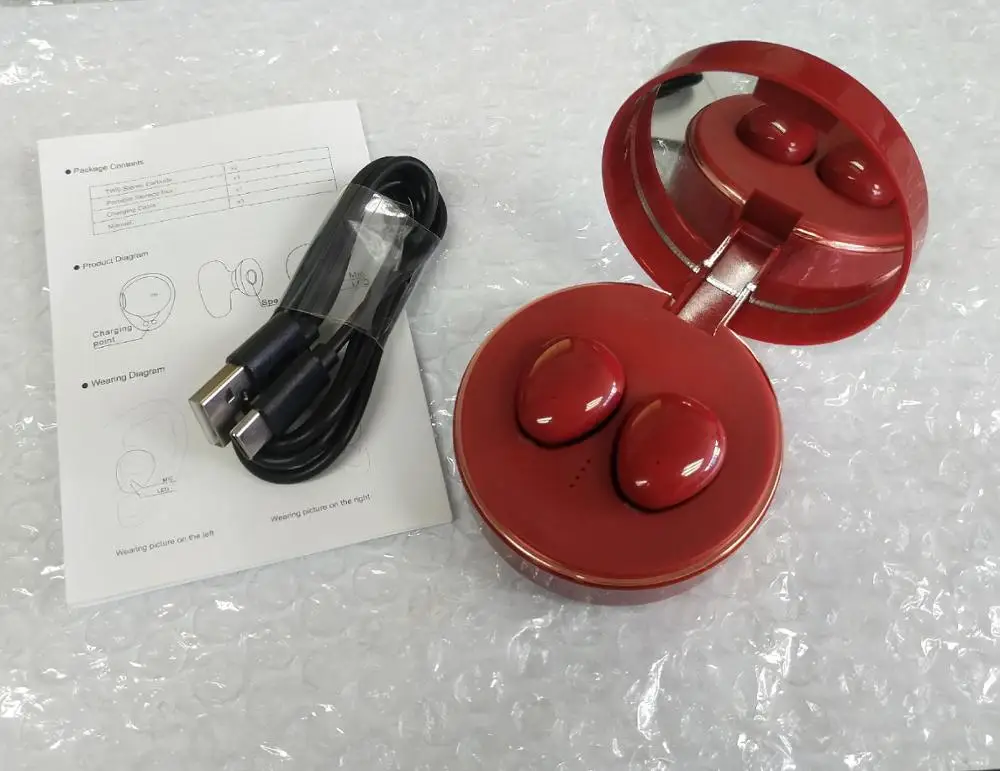 Маленькие наушники красные для женщин со встроенным микрофоном Премиум звук с
