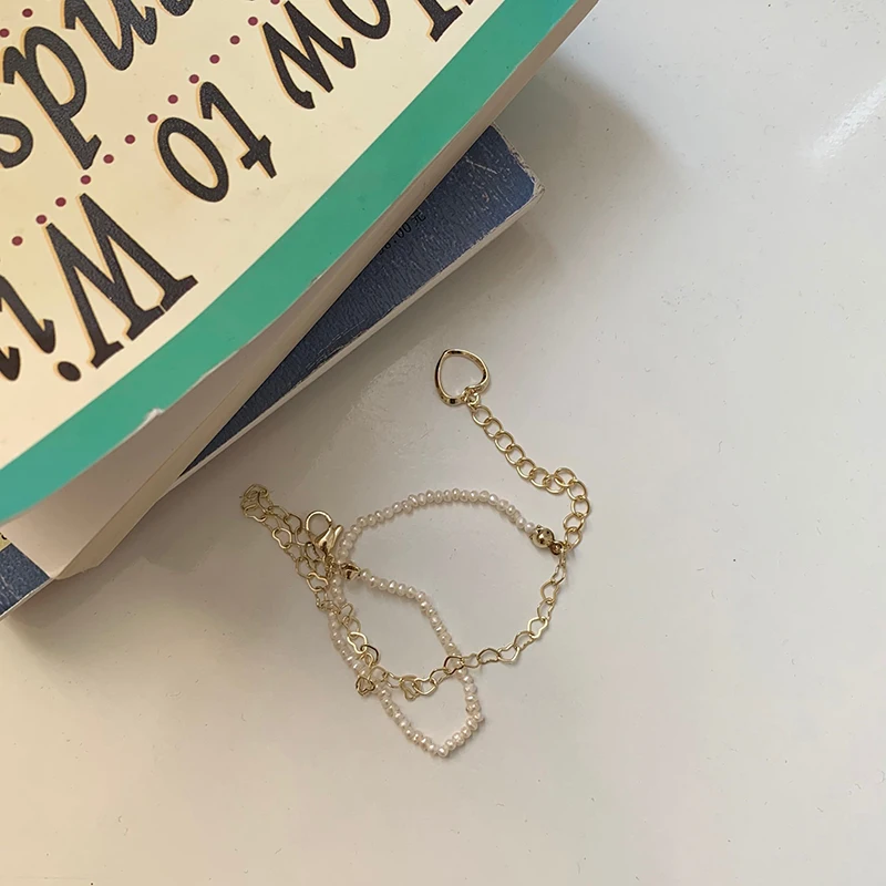 

[Peach Tea] Heavy Industry! Natural Pearl Heart Bracelet Ins Special-Interest Design High Sense Girlfriends Student Minimalist