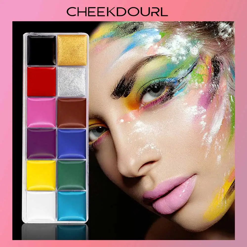 

CHEEKDOURL 12 Colors Face Painting Body Makeup Non Toxic Safe Water pigment drama clown halloween party tools