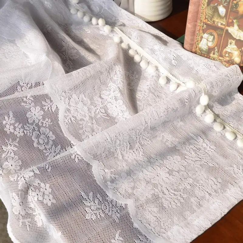 1 шт. карманная белая кружевная Короткая занавеска для кухни кафе двухслойная