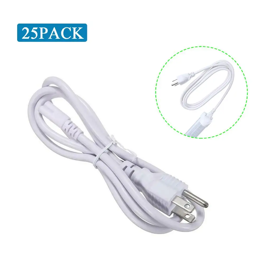 

25Pack 1.2M T5 T8 LED Tube Power Cord with US Plug 4FT Cable Electrical Wire Connector 3 Prong Lighting Accessories 85-277V