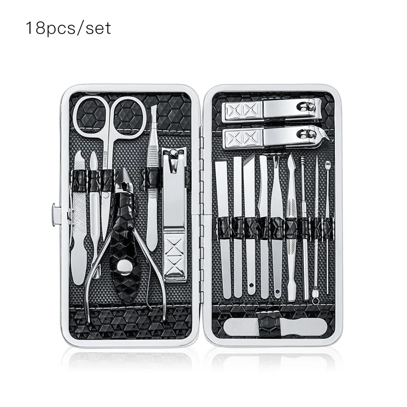 18 шт./компл. набор многофункциональных кусачек для ногтей Черные ножницы