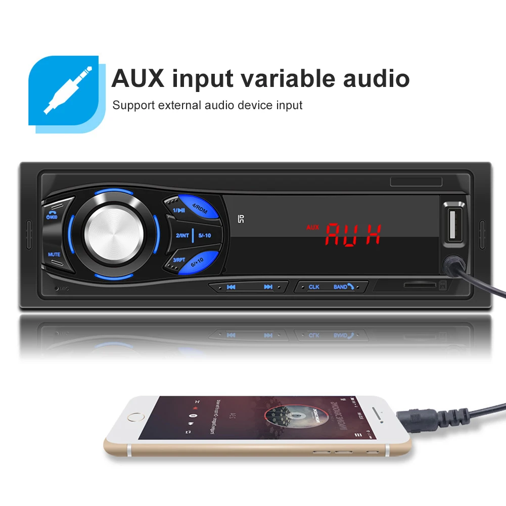 Автомобильное радио MP3 аудио 12 в Bluetooth-совместимый стереоплеер FM AUX/USB/TF In Dash