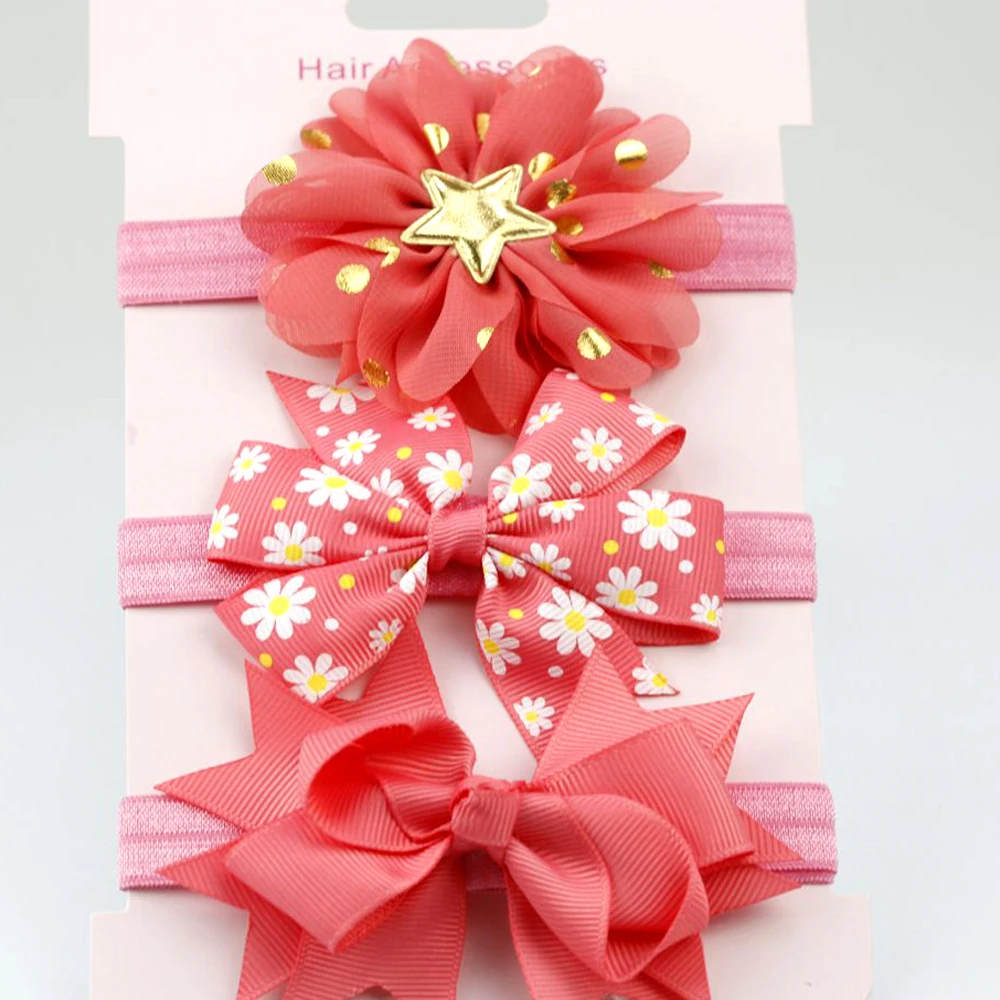 3 шт/карта шифон цветок бант повязка на голову для ребенка девушки аксессуары