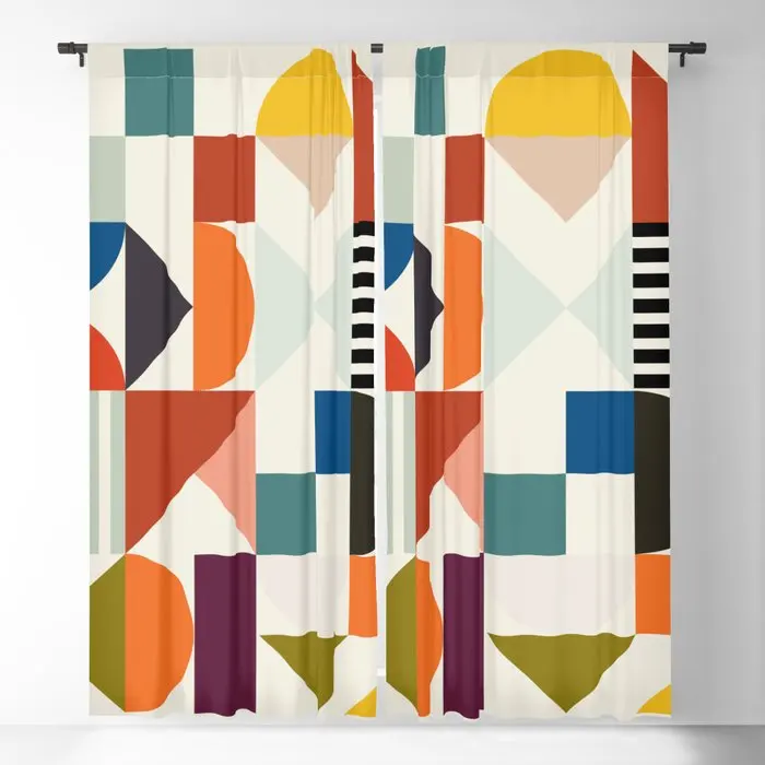 

Затемняющие шторы с геометрическим рисунком, ретро-занавески среднего века для спальни, гостиной, декоративные оконные принадлежности