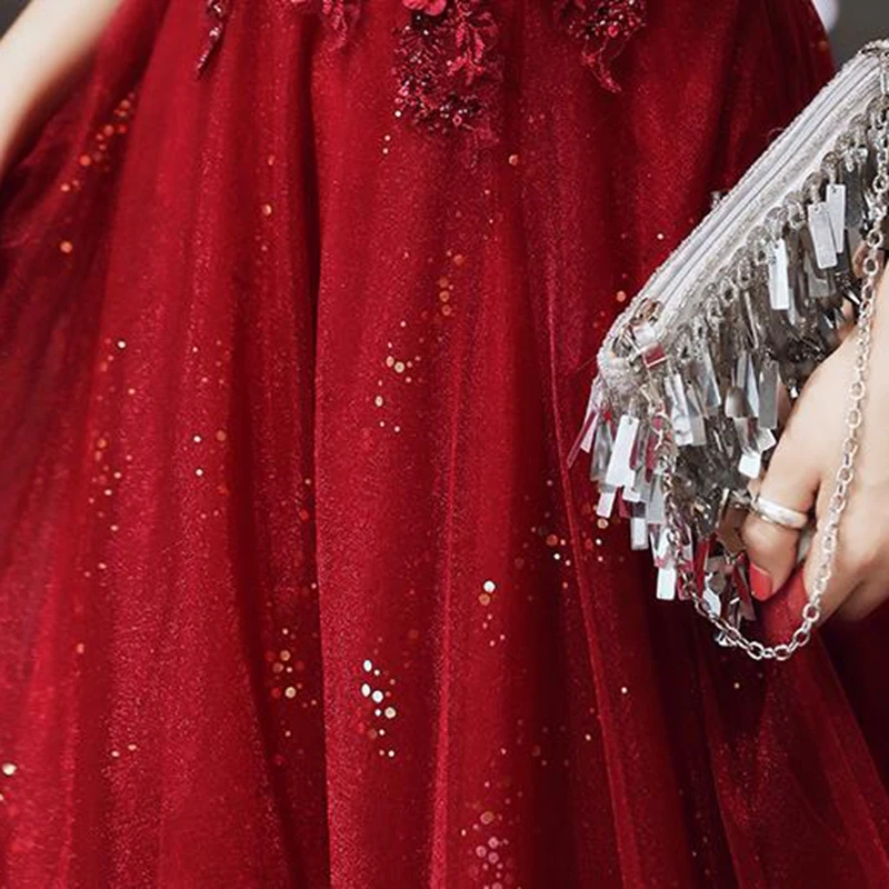 

Sequin wedding dress 2020 ball gown toast dress bride red banquet noble long sexy slim robe chinoise chinese traditional dress