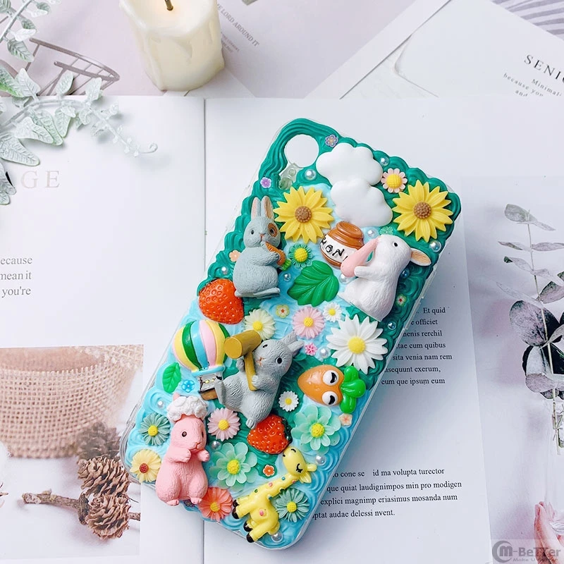 Чехол ручной работы сделай сам для iPhone 11 pro 3D чехол телефона с кроликом iP 12