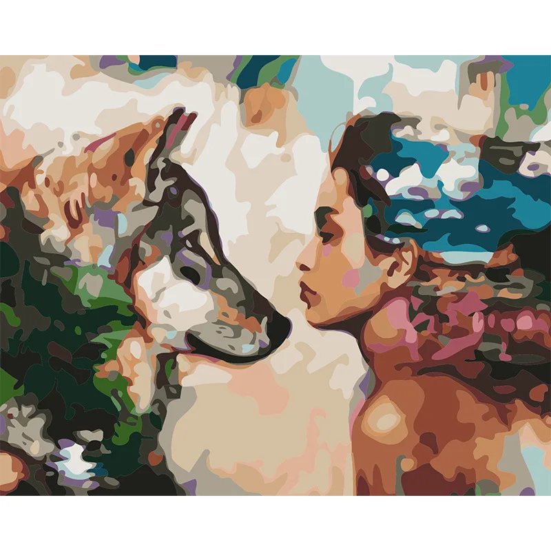 Картина по номерам с изображением животных красавица и волк | Дом сад