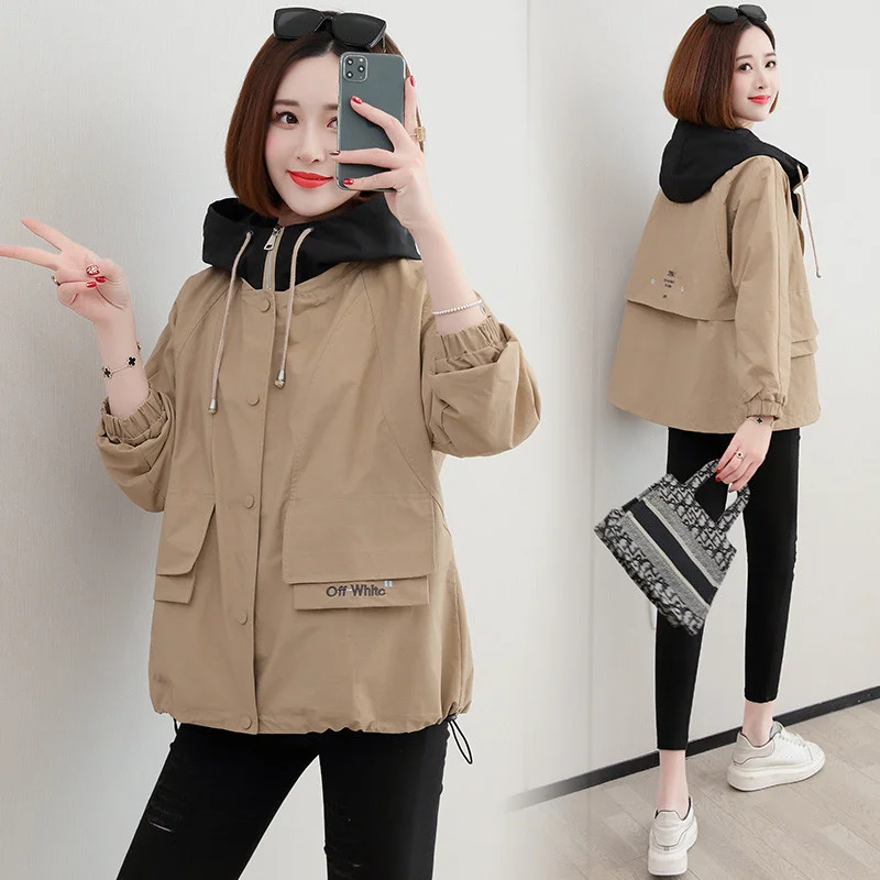 

2021 Autumn New Women Jacket Long Sleeve Casual Coat Hooded Zipper Jackets Female Windbreaker Streetwear Outerwear Tops E22