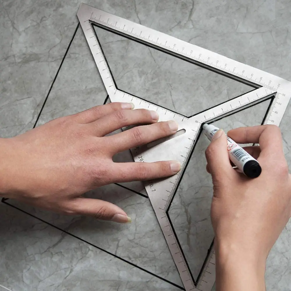 

Tile Triangle Ruler Multi-function Floor Drain Ruler Stainless Steel Durable Angle Craftsman Flower Pattern Tool
