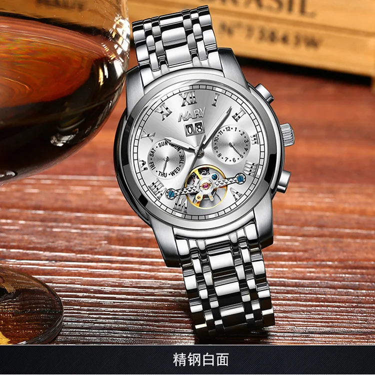 

NARY/ Nary Top-Selling Product Fashion Business Watch Men's Multi-Function Tourbillon Hollow Automatic Mechanical Watch