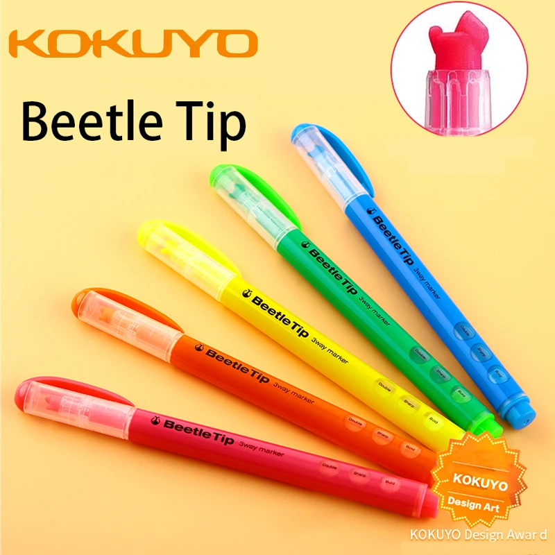 New KOKUYO PM L301 for beetle tip fluorescent pen 3 function multi angle 5 color marker stationery students|Маркеры| |