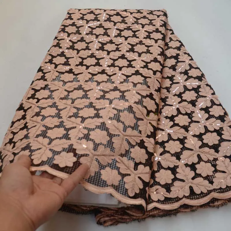 Африканская сетчатая кружевная ткань Блестки нигерийские гипюровые кружева для