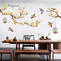 chinese style orchid wall stickers for living rooms background wall decorations bedroom home decoration self adhesive stickers