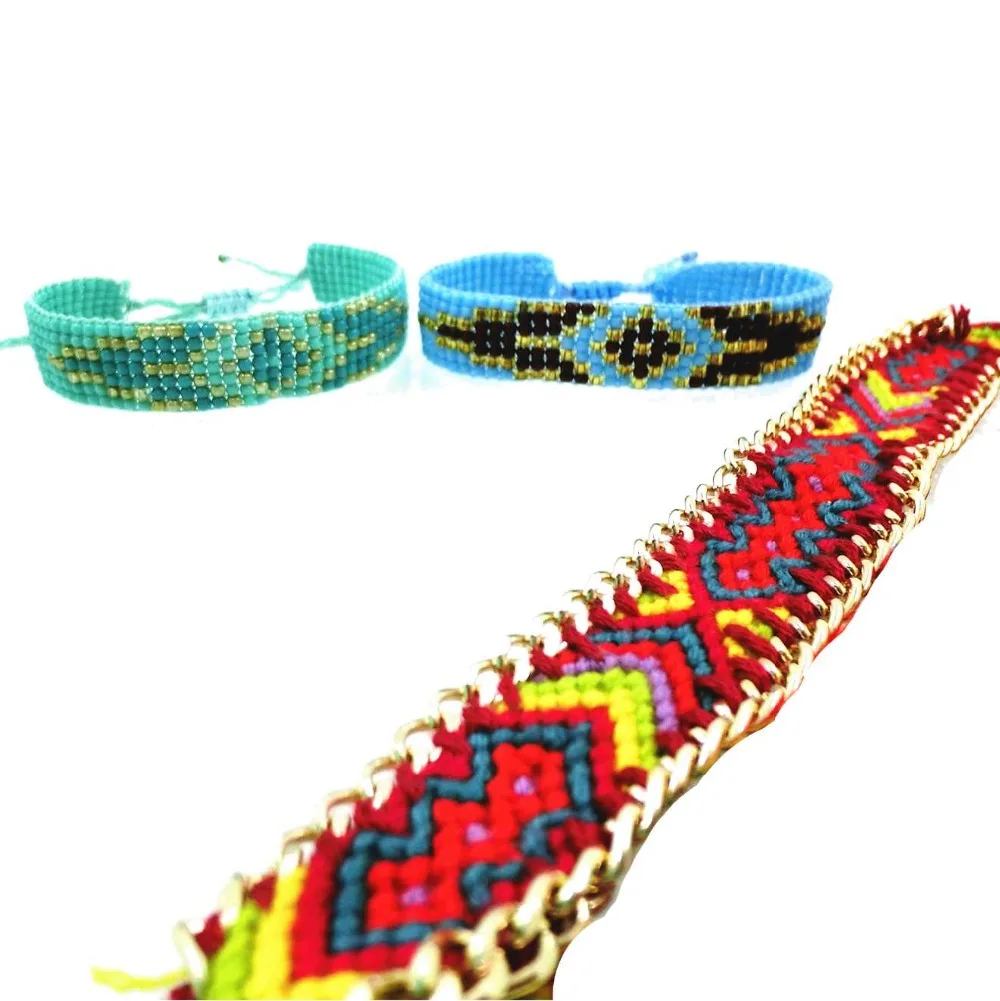 AMIU ювелирное изделие богемное плетение хлопок бисер браслет плетеная веревка