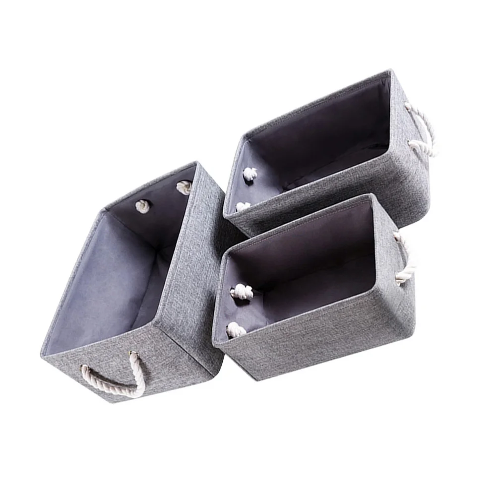 

1 Set 3pcs Foldable Storage Baskets Hoosehold Sundries Storage Holders (Grey)